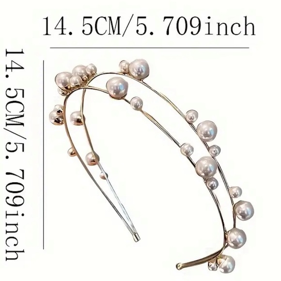 New double row faux pearl Headpiece Wedding  ✨💕✨ - Picture 4 of 6